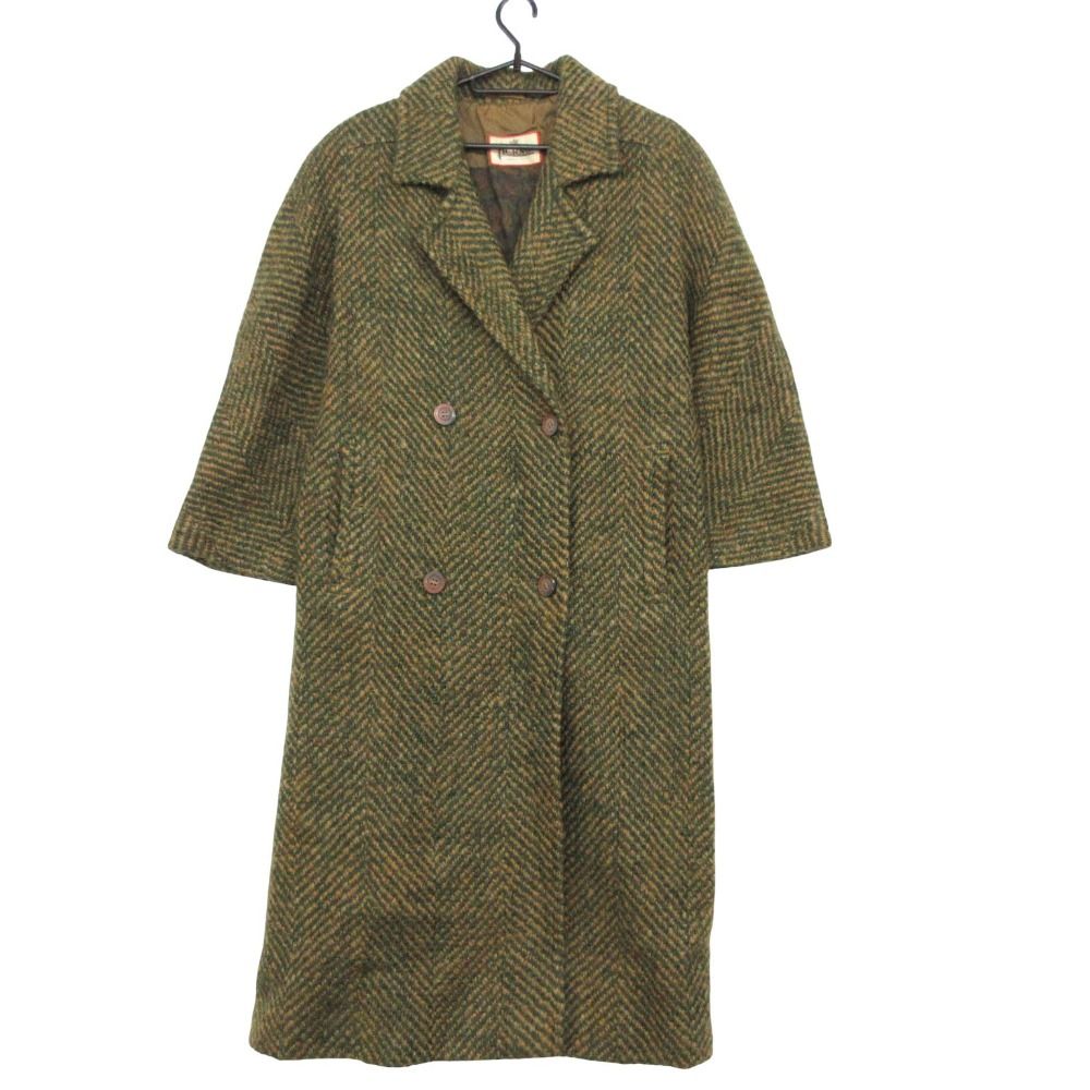 Herno ヘルノ コート ヴィンテージ ツイード アウター ロング グリーン 40【M】 レディース 【中古】