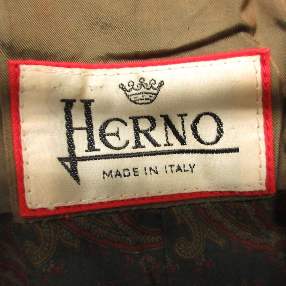 Herno ヘルノ コート ヴィンテージ ツイード アウター ロング グリーン 40【M】 レディース 【中古】