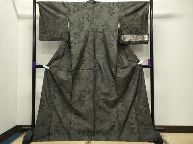 平和屋着物●本場大島紬 花唐草文 証紙付き ロング丈 正絹 逸品 CABD8980gh 平和屋着物●本場大島紬 花唐草文 証紙付き ロング丈 正絹 逸品 CABD8980gh