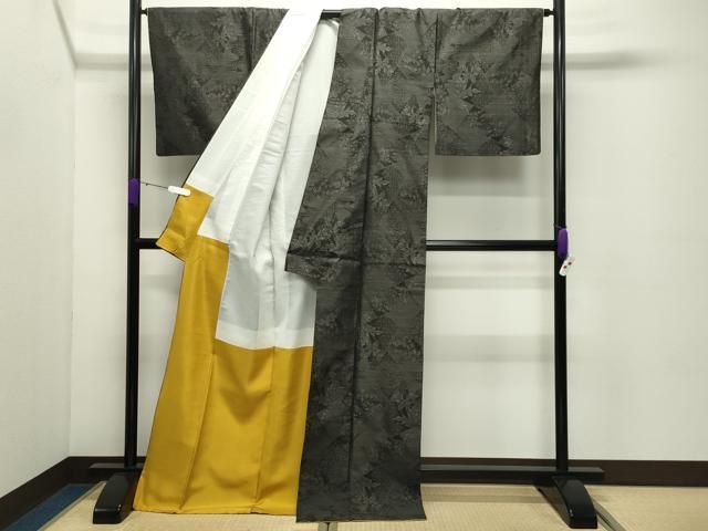 平和屋着物●本場大島紬 花唐草文 証紙付き ロング丈 正絹 逸品 CABD8980gh 平和屋着物●本場大島紬 花唐草文 証紙付き ロング丈 正絹 逸品 CABD8980gh
