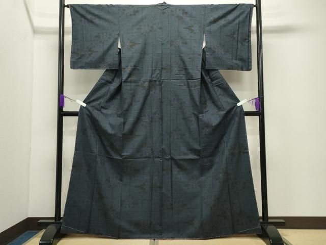 平和屋着物●本場大島紬　7マルキ　草花文　正絹　逸品　未使用　CABD8985gh