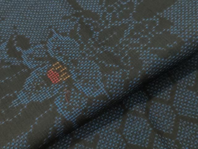 平和屋着物●本場大島紬　7マルキ　草花文　正絹　逸品　未使用　CABD8985gh