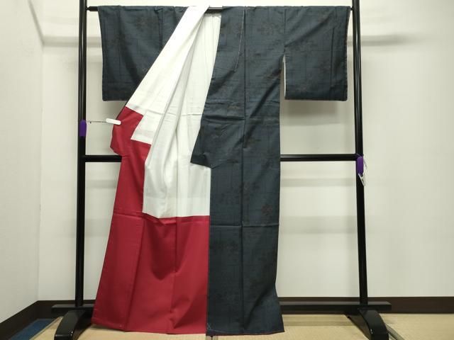 平和屋着物●本場大島紬　7マルキ　草花文　正絹　逸品　未使用　CABD8985gh