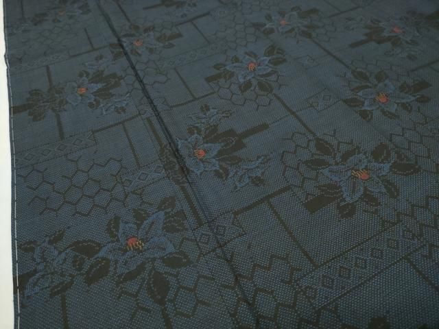 平和屋着物●本場大島紬　7マルキ　草花文　正絹　逸品　未使用　CABD8985gh
