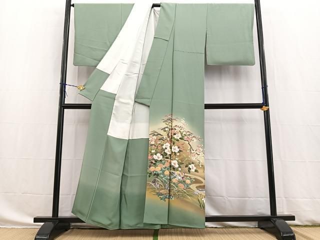 平和屋着物●十日町友禅作家 岡村蒼風 色留訪問着 花鳥文 暈し染め 金銀彩 正絹 逸品 BAAW8276yc 平和屋着物●十日町友禅作家 岡村蒼風 色留訪問着 花鳥文 暈し染め 金銀彩 正絹 逸品 BAAW8276yc