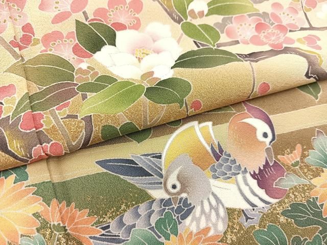 平和屋着物●十日町友禅作家 岡村蒼風 色留訪問着 花鳥文 暈し染め 金銀彩 正絹 逸品 BAAW8276yc 平和屋着物●十日町友禅作家 岡村蒼風 色留訪問着 花鳥文 暈し染め 金銀彩 正絹 逸品 BAAW8276yc