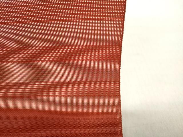 平和屋着物＊夏物　名古屋帯　帯反物　横段文　赤丹色　逸品　未使用　DABC7436we