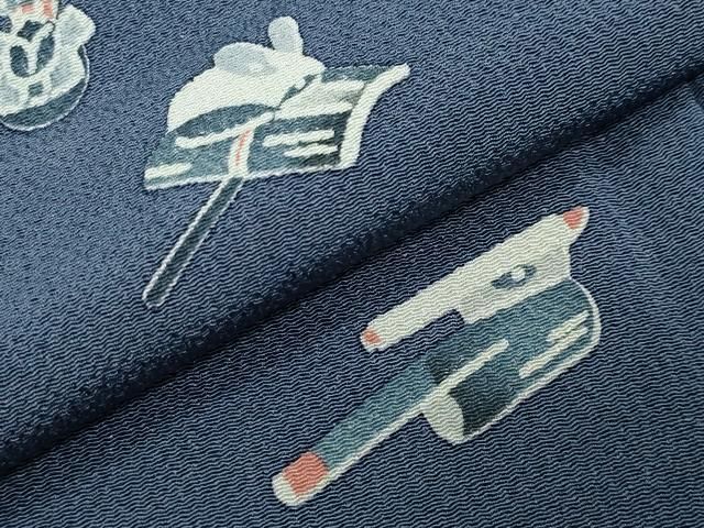 平和屋着物●上質な小紋 型染め 玩具文 鬼しぼ縮緬 正絹 逸品 CABD8996gh 平和屋着物●上質な小紋 型染め 玩具文 鬼しぼ縮緬 正絹 逸品 CABD8996gh
