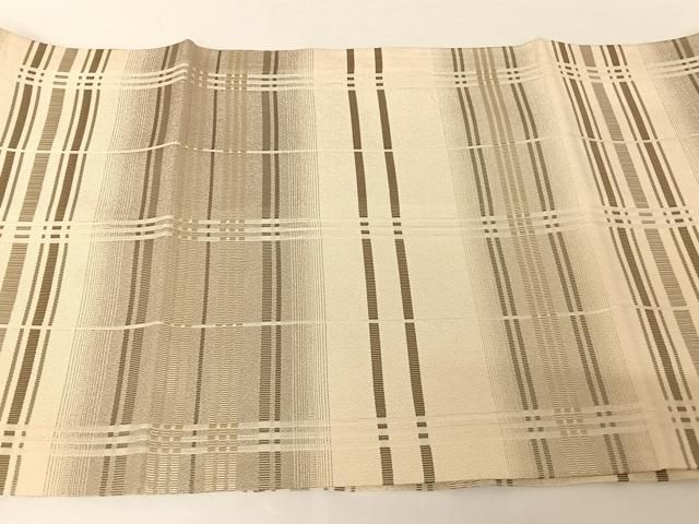 平和屋着物●西陣　織楽浅野　銀座もとじ　九寸開き名古屋帯　縞　たとう紙付き　正絹　逸品　AABH1543wj