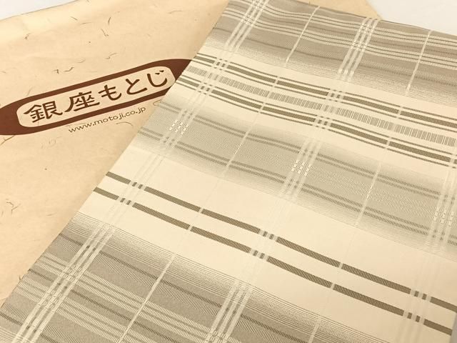 平和屋着物●西陣　織楽浅野　銀座もとじ　九寸開き名古屋帯　縞　たとう紙付き　正絹　逸品　AABH1543wj