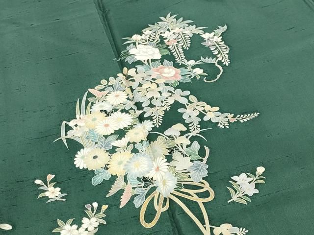 平和屋着物●訪問着 紬地 友禅 作家物 草花文 正絹 逸品 CABD8997gh 平和屋着物●訪問着 紬地 友禅 作家物 草花文 正絹 逸品 CABD8997gh