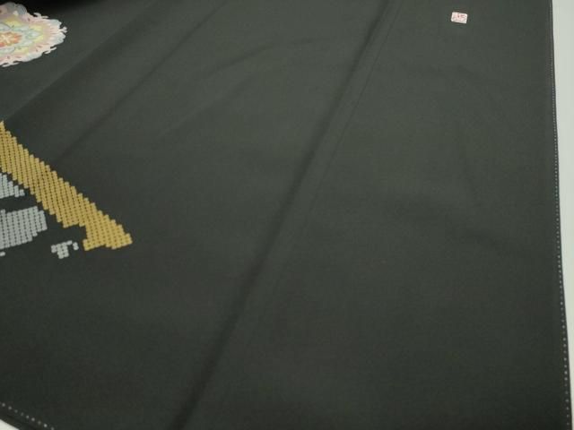 平和屋着物●豪華黒留袖　作家物　駒刺繍　籬鳳凰花文　金彩　正絹　逸品　CABD9002gh