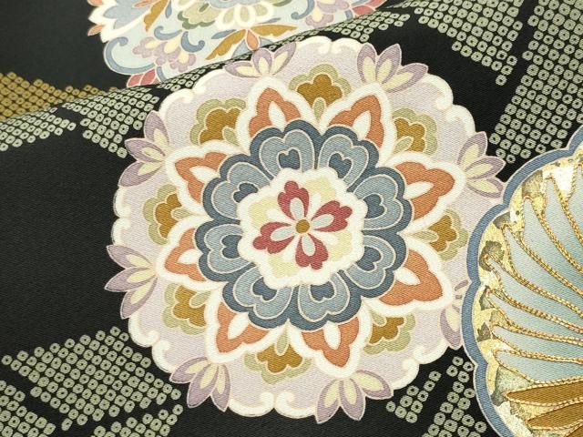 平和屋着物●豪華黒留袖　作家物　駒刺繍　籬鳳凰花文　金彩　正絹　逸品　CABD9002gh