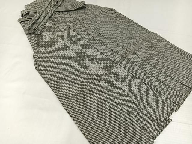 平和屋着物●男性　創業100年　毘龍織　安部吉　馬乗り袴　仙台平　縞　正絹　逸品　AABH3820ph