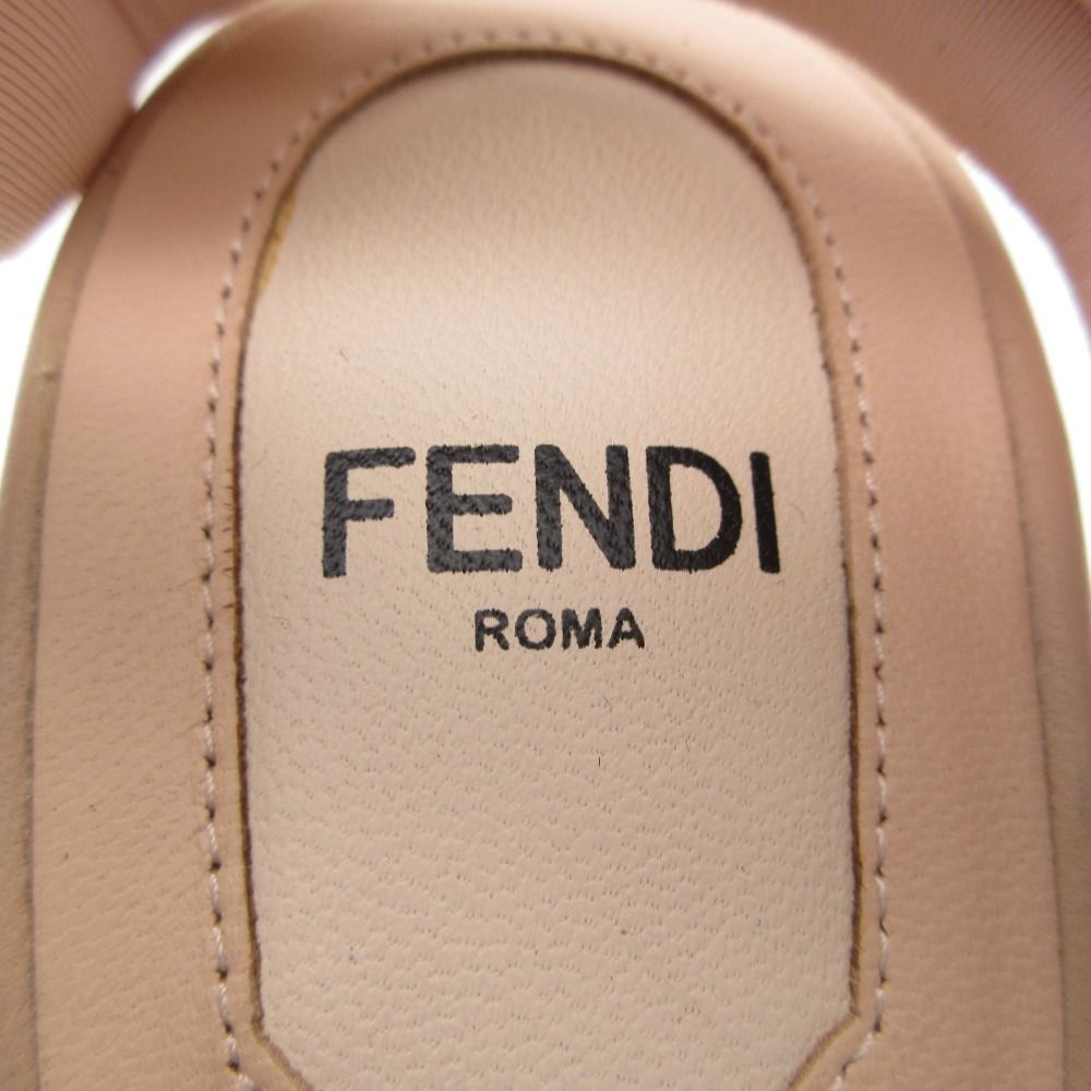 FENDI フェンディ パンプス コリブリ ズッカ柄 サンダル アンクルストラップ メッシュ ポインテッドトゥ ブラウン 36.5 23.5cm レディース 【中古】