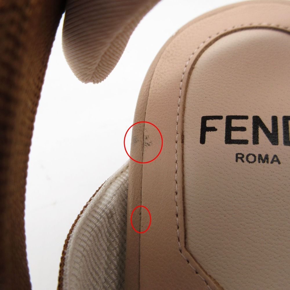 FENDI フェンディ パンプス コリブリ ズッカ柄 サンダル アンクルストラップ メッシュ ポインテッドトゥ ブラウン 36.5 23.5cm レディース 【中古】