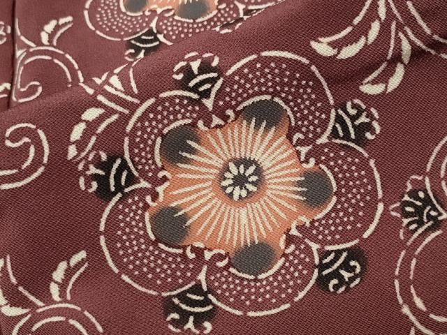 平和屋着物●上質な小紋　型染め　花唐草文　正絹　逸品　CABD9004gh