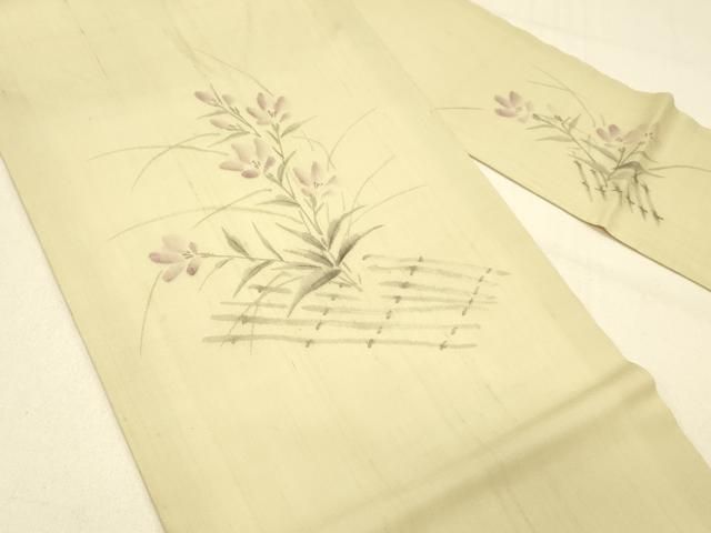 平和屋着物*夏物 九寸名古屋帯 作家物 手描き 草花文 正絹 逸品 DABC8990cm 平和屋着物*夏物 九寸名古屋帯 作家物 手描き 草花文 正絹 逸品 DABC8990cm