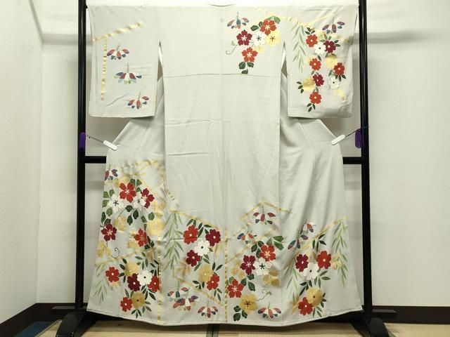 平和屋着物●訪問着　花唐草文　金彩　正絹　逸品　CABD9005gh