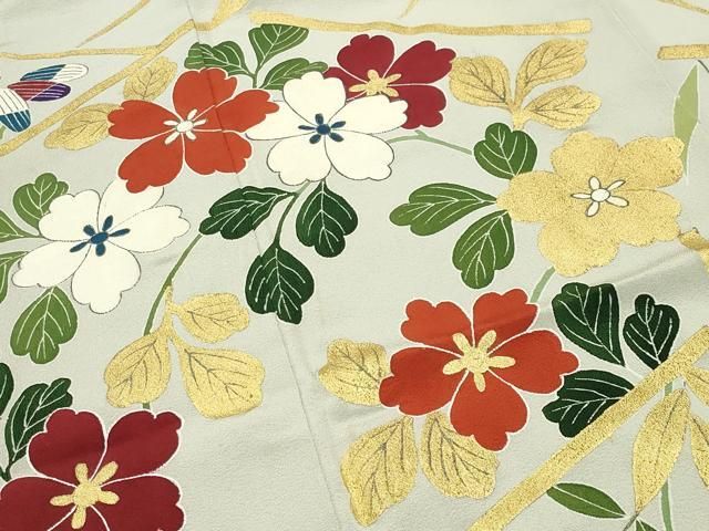 平和屋着物●訪問着　花唐草文　金彩　正絹　逸品　CABD9005gh