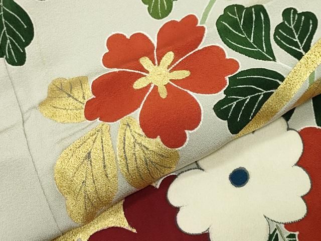 平和屋着物●訪問着　花唐草文　金彩　正絹　逸品　CABD9005gh