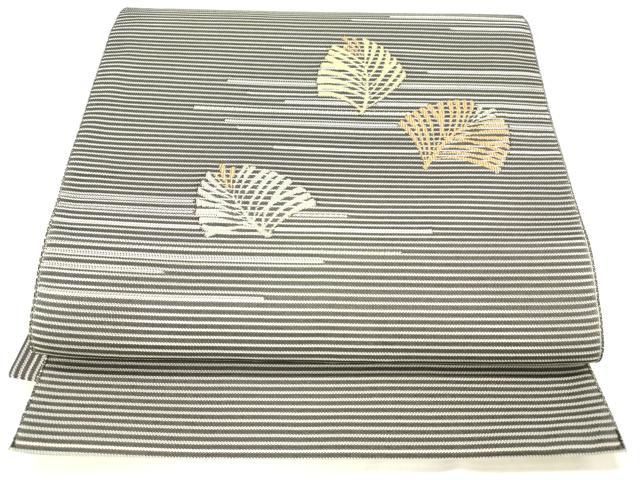 平和屋着物＊夏物　八寸名古屋帯　松葉文　銀糸　正絹　逸品　DABC8992cm