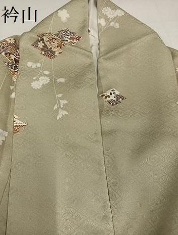 平和屋着物●上質な小紋　松皮菱草花文　金彩　正絹　逸品　AABH3827ph