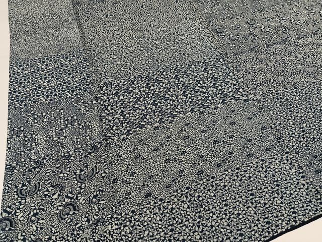 平和屋着物●本藍 小紋 草花文 正絹 逸品 AABH3828ph 平和屋着物●本藍 小紋 草花文 正絹 逸品 AABH3828ph