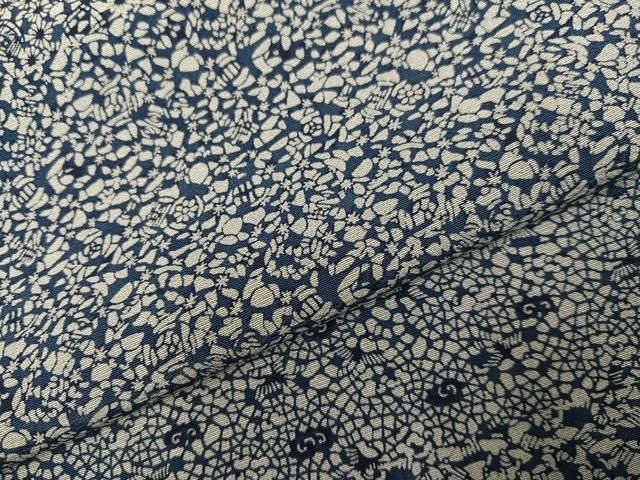 平和屋着物●本藍 小紋 草花文 正絹 逸品 AABH3828ph 平和屋着物●本藍 小紋 草花文 正絹 逸品 AABH3828ph