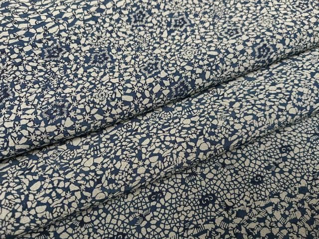 平和屋着物●本藍　小紋　草花文　正絹　逸品　AABH3828ph