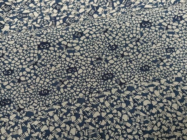 平和屋着物●本藍 小紋 草花文 正絹 逸品 AABH3828ph 平和屋着物●本藍 小紋 草花文 正絹 逸品 AABH3828ph