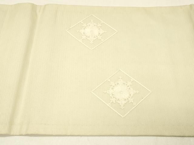 平和屋着物*夏物 九寸開き名古屋帯 総刺繍 花菱文 正絹 逸品 DABC8994cm 平和屋着物*夏物 九寸開き名古屋帯 総刺繍 花菱文 正絹 逸品 DABC8994cm
