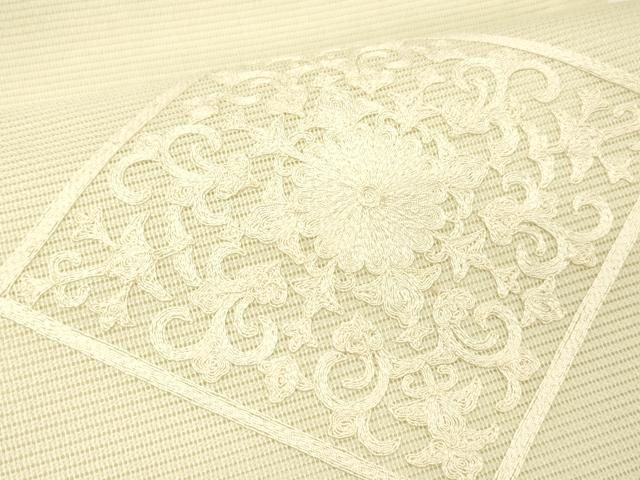 平和屋着物*夏物 九寸開き名古屋帯 総刺繍 花菱文 正絹 逸品 DABC8994cm 平和屋着物*夏物 九寸開き名古屋帯 総刺繍 花菱文 正絹 逸品 DABC8994cm
