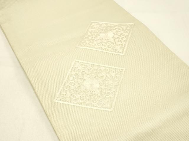 平和屋着物*夏物 九寸開き名古屋帯 総刺繍 花菱文 正絹 逸品 DABC8994cm 平和屋着物*夏物 九寸開き名古屋帯 総刺繍 花菱文 正絹 逸品 DABC8994cm