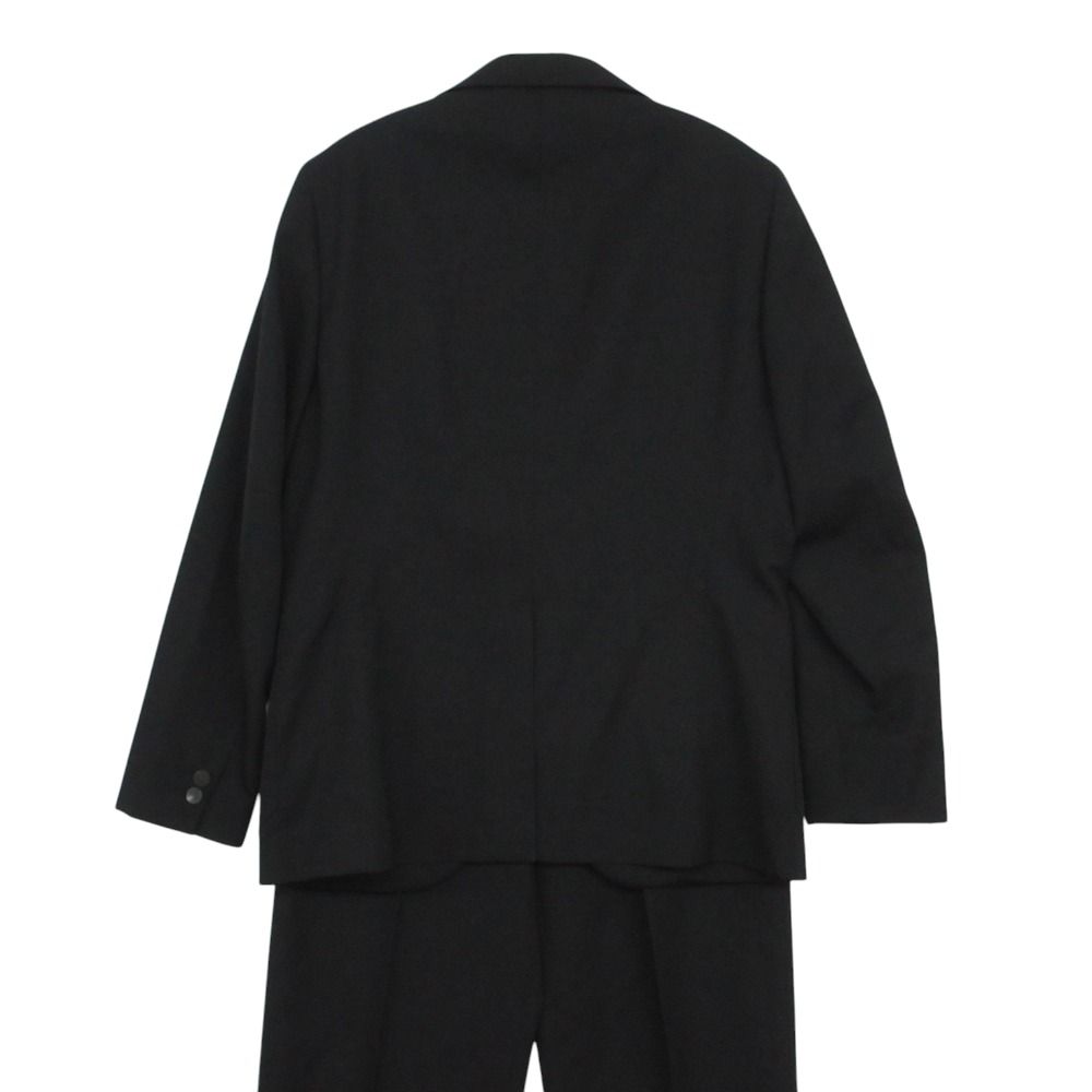 美品 LANVIN ランバン COLLECTION コレクション スーツ セットアップ ノッチドラペル 2B ジャケット 裏地レオパード柄 スラックス 2タック パンツ ブラック 46 メンズ 【中古】