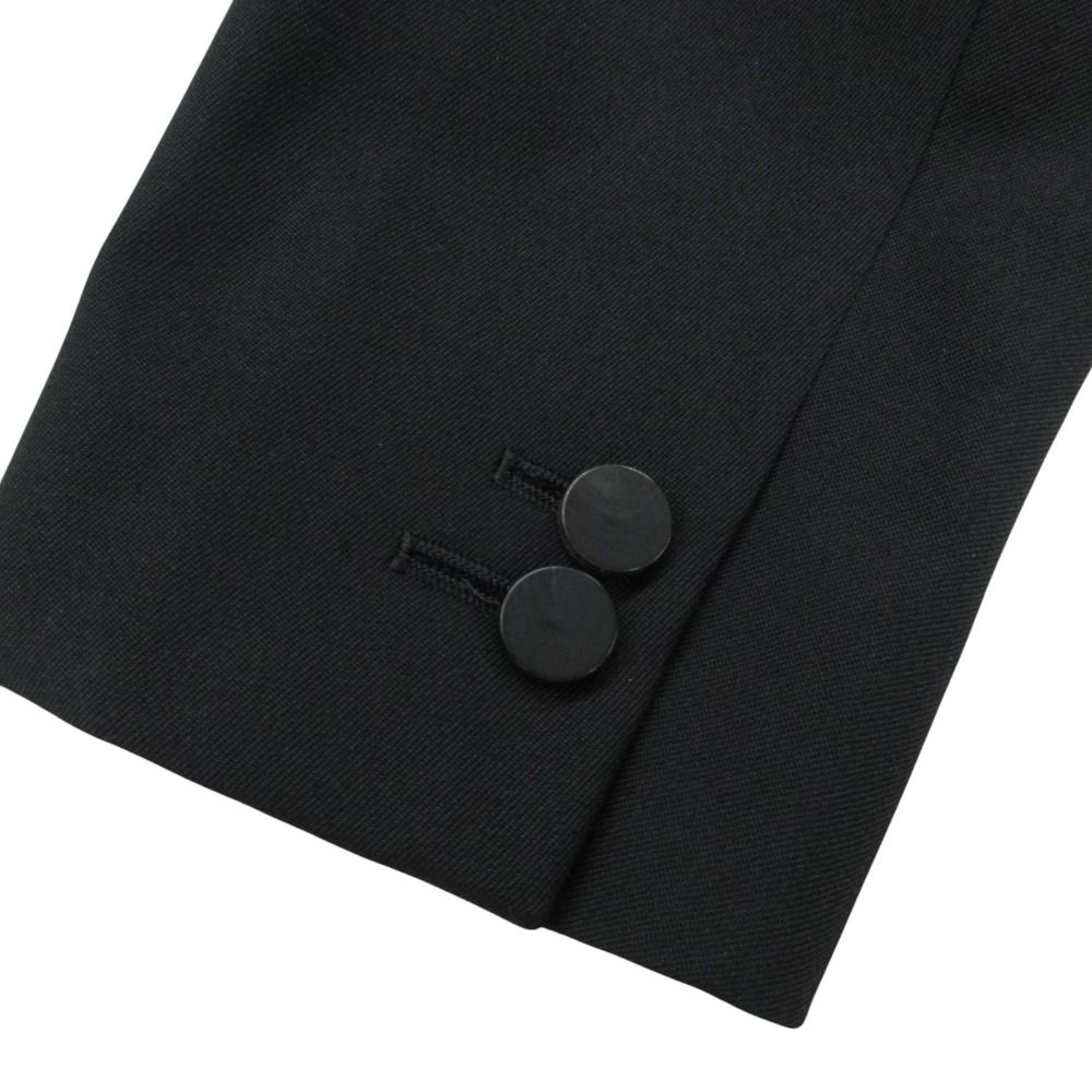 美品 LANVIN ランバン COLLECTION コレクション スーツ セットアップ ノッチドラペル 2B ジャケット 裏地レオパード柄 スラックス 2タック パンツ ブラック 46 メンズ 【中古】