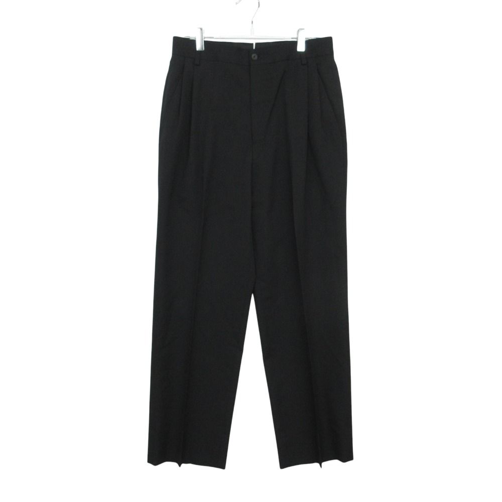 美品 LANVIN ランバン COLLECTION コレクション スーツ セットアップ ノッチドラペル 2B ジャケット 裏地レオパード柄 スラックス 2タック パンツ ブラック 46 メンズ 【中古】