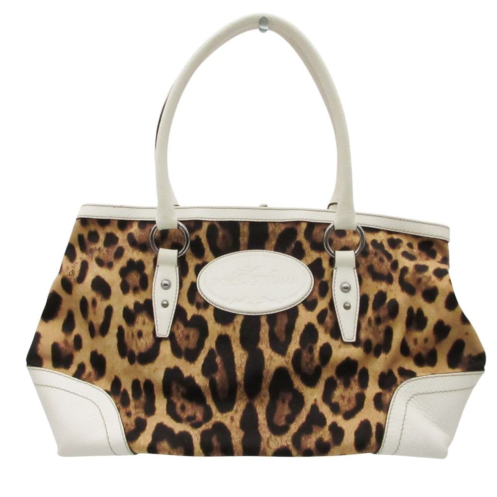 DOLCE&GABBANA ドルチェアンドガッバーナ トートバッグ ショルダーバッグ 肩掛け キャンバス×レザー レオパード柄 y2k カバン 鞄 ベージュ レディース 【中古】