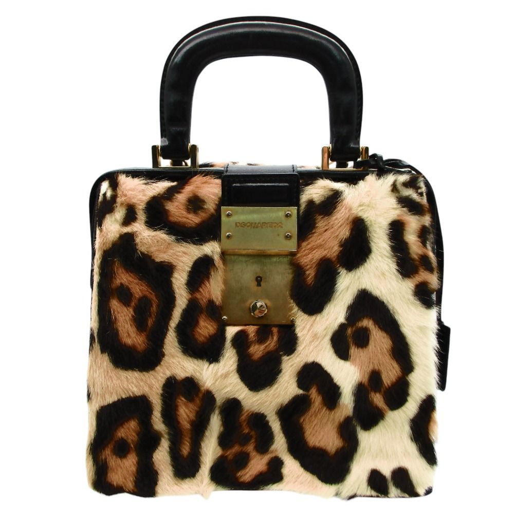 DSQUARED2 ディースクエアード ハンドバッグ ショルダーバッグ ハラコ レオパード柄 2WAY カバン 鞄 ベージュ レディース 【中古】