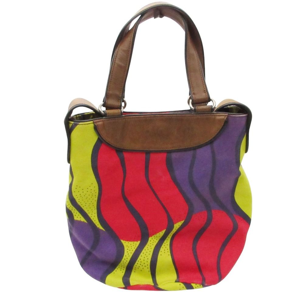 00s MARNI マルニ ショルダーバッグ キャンバス×レザー 総柄 イタリア製 カバン 鞄 マルチカラー レディース 【中古】