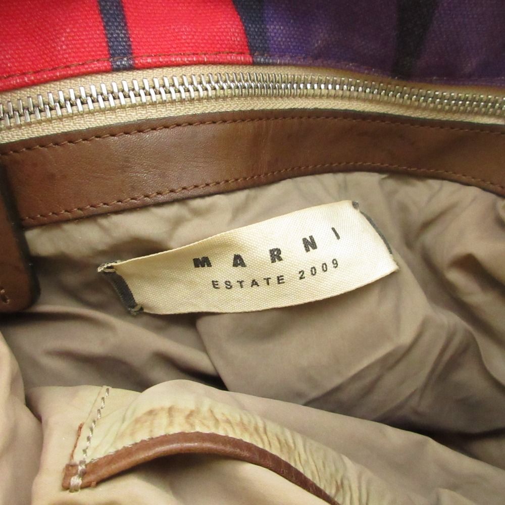 00s MARNI マルニ ショルダーバッグ キャンバス×レザー 総柄 イタリア製 カバン 鞄 マルチカラー レディース 【中古】