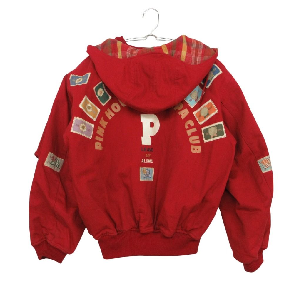 90s ヴィンテージ PINK HOUSE ピンクハウス ブルゾン ジャケット パッチワーク アウター フード ジップアップ コットン レッド レディース 【中古】