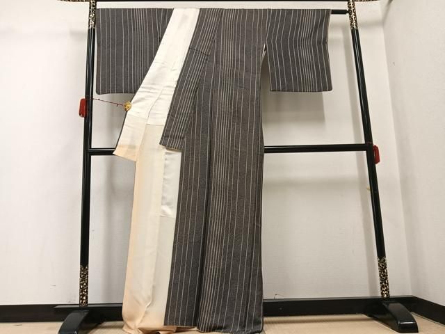平和屋着物●上質な小紋　吉祥草花間道　正絹　逸品　AABH3832ph