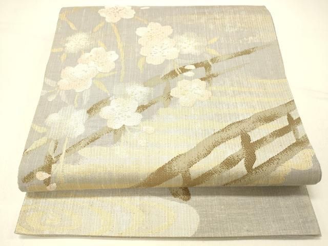 平和屋着物*夏物 太鼓柄袋帯 流水渡橋枝桜 金銀糸 正絹 逸品 DABC8996cm