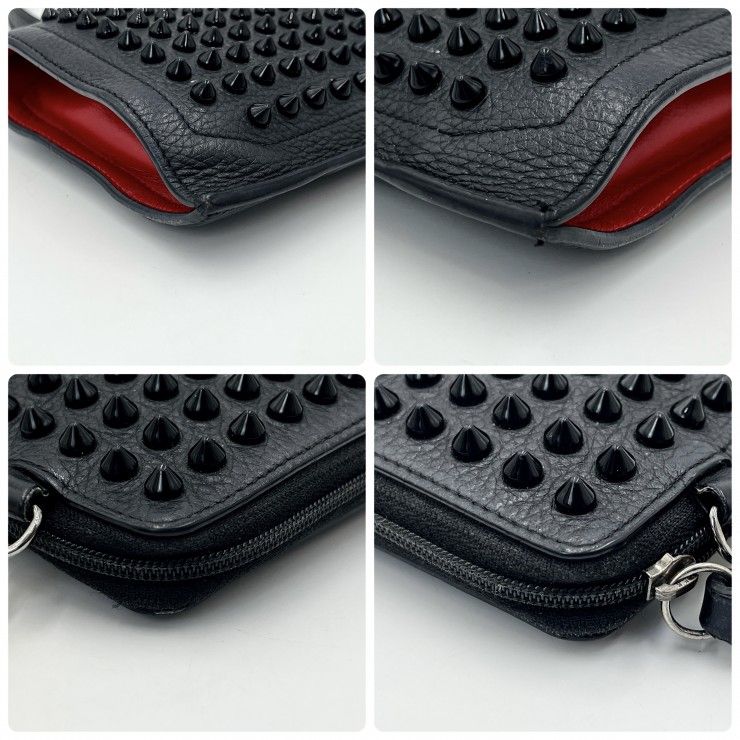 Christian Louboutin（クリスチャンルブタン）ルビラブ スパイク ショルダーバッグ ブラック レザー スタッズ レディース【中古】