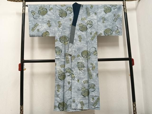平和屋着物●男性　長襦袢　袷　達磨　ダルマ　正絹　逸品　AABH3833ph