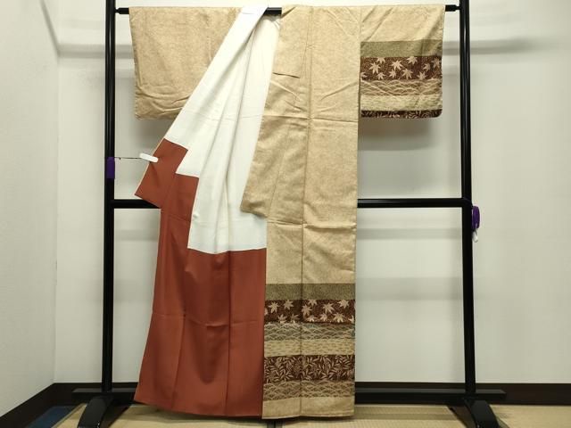 平和屋着物●訪問着 横段草花文 金彩 正絹 逸品 CABD9010gh 平和屋着物●訪問着 横段草花文 金彩 正絹 逸品 CABD9010gh