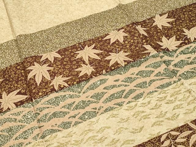 平和屋着物●訪問着 横段草花文 金彩 正絹 逸品 CABD9010gh 平和屋着物●訪問着 横段草花文 金彩 正絹 逸品 CABD9010gh