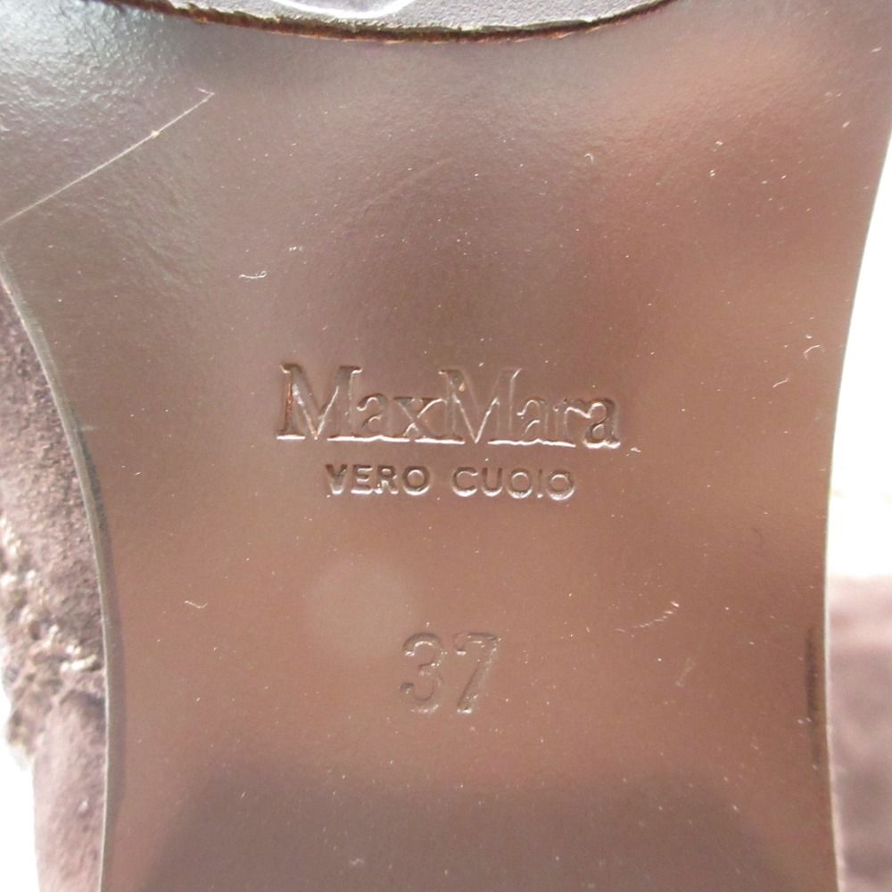 MAX MARA マックスマーラ ロング ブーツ スエード ファー装飾 靴 ブラウン 23.5cm レディース 【中古】