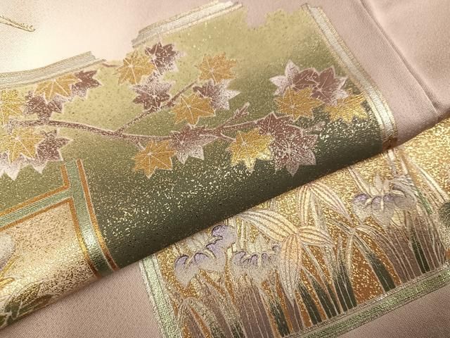 平和屋着物●金彩友禅　卓越技能者・名工・和田光正　色留袖　群れ鶴草花文　暈し染め　金彩　正絹　逸品　AABH3836ph